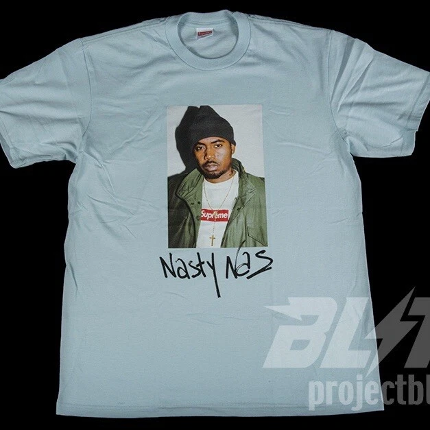 TEE SHIRT FW17 SUPREME NAS BLEU CLAIR XL 2017