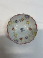 Vintage Hand Painted Porcelain Bowl Scalloped Edge Unmarked