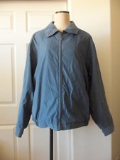 Vintage Claiborne Mens Blue Polyester Blend Microfiber Lined Zip Front Jacket L