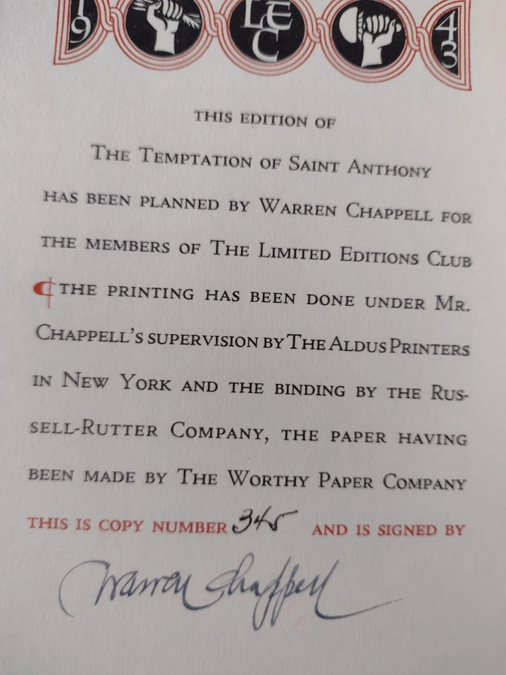 The Temptation of Saint Anthony SIGNED Chappell Illustrated Flaubert Limited Ed - Image 2 of 4