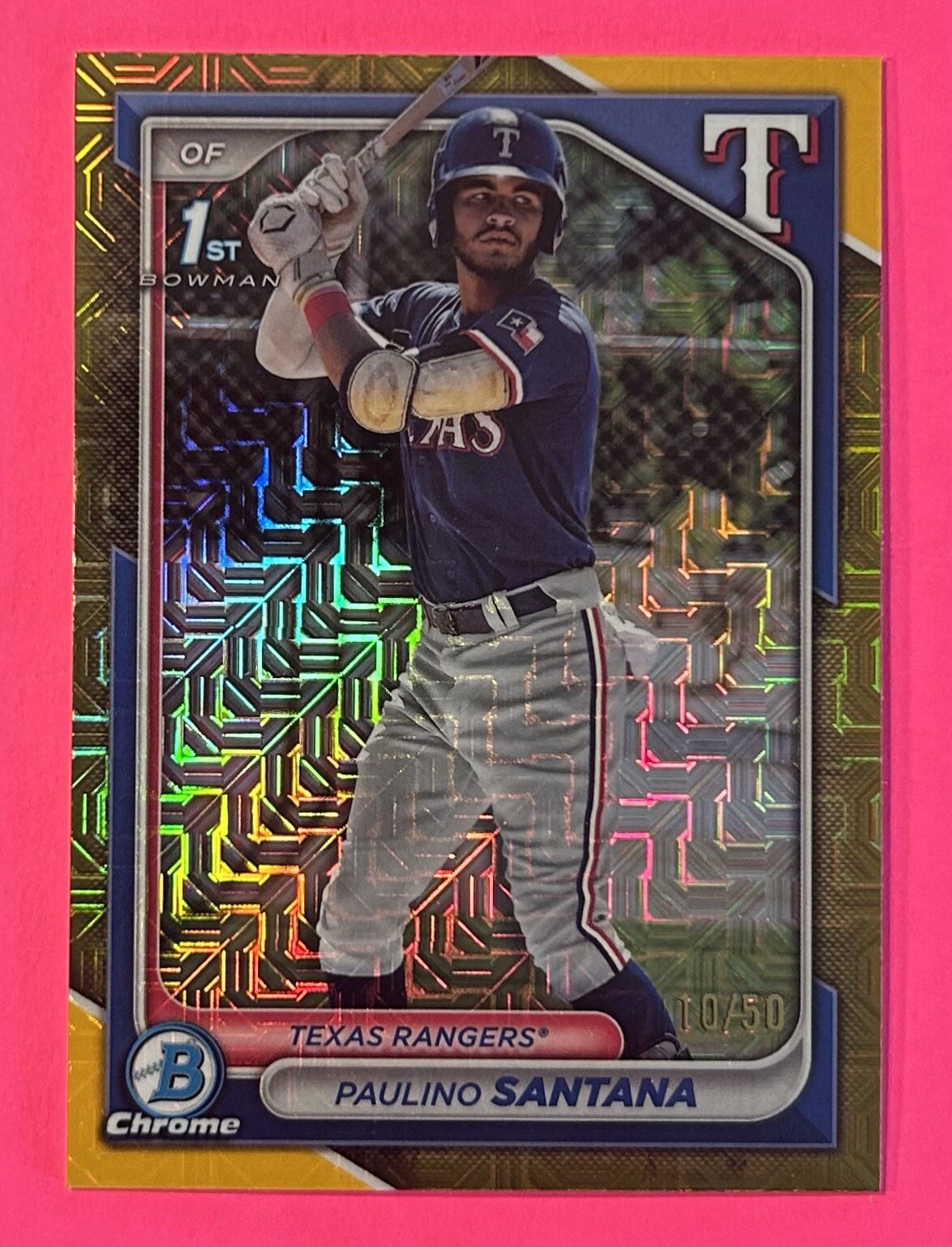2024 Bowman Chrome Paulino Santana 1st Bowman Gold Mojo 10/50 #BCP-245 Rangers
