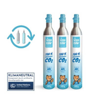 CO2-Zylinder 3 x 425g (60 l) Tausch-Box by SodaBär  für SodaStream u.v.m