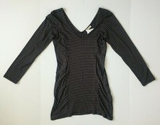 Everly Dress Double V Striped Dress L Navy Khaki Long Sleeve Stretch Pull Over