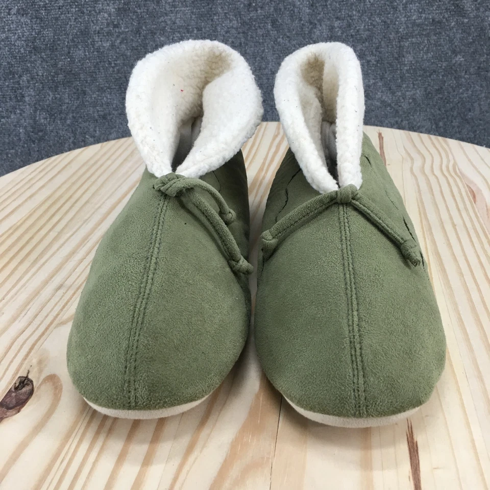 TOTES Isotoner Boots Womens L8-9 Shearling Slip On Flats Bootie Green Faux Suede - Image 4 of 4