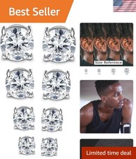 4 Pairs of High-Quality Magnetic CZ Earrings - Perfect Gift for Non-Pierced