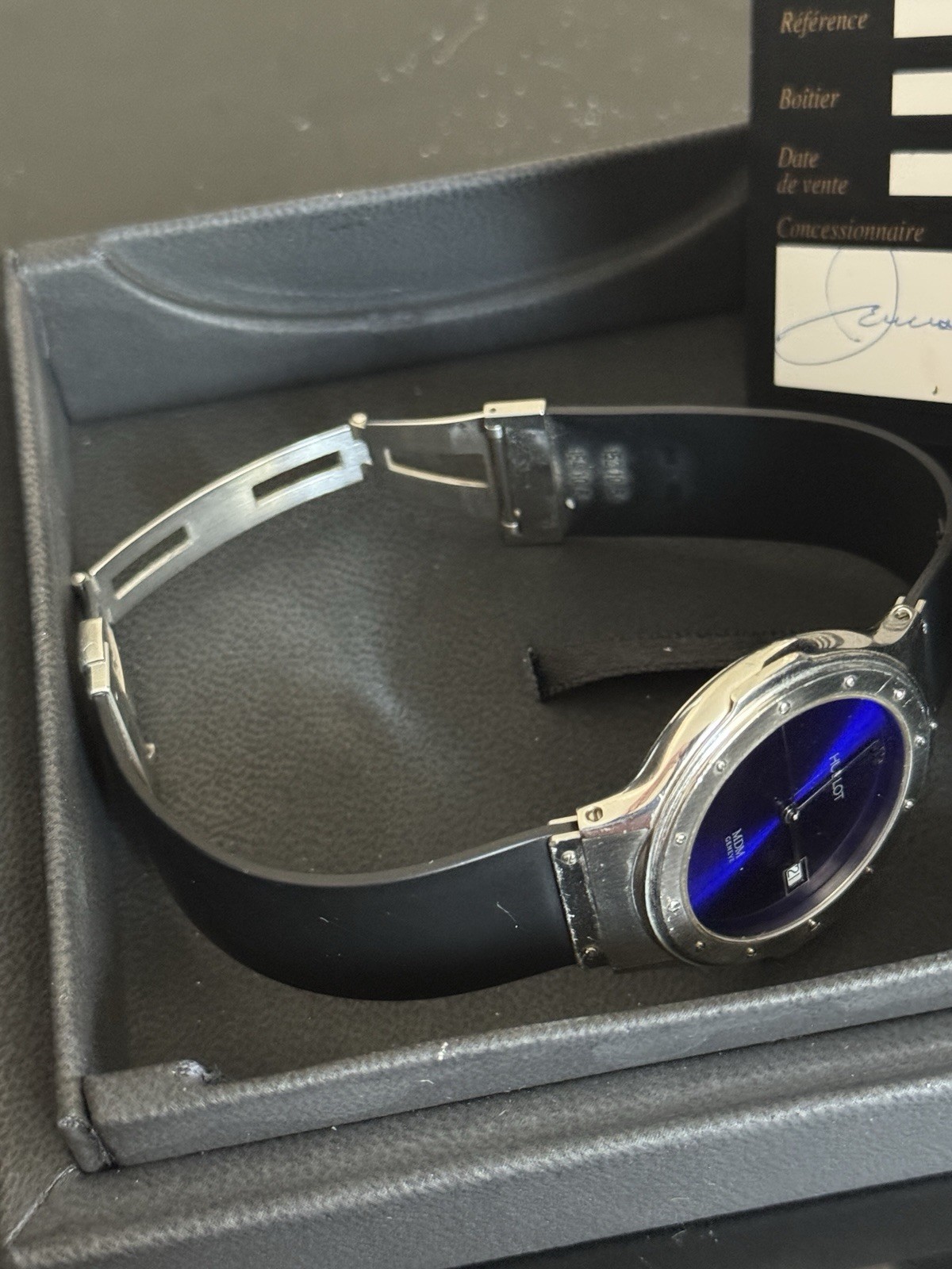 Hublot MDM Geneve Quartz BLUE DIAL  36mm Ref. 1523.1 Original box open Warranty