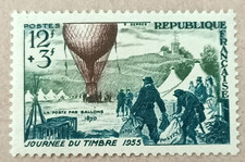 5D1-Timbre France YT 1018 neuf * année 1955 "ballon-poste"