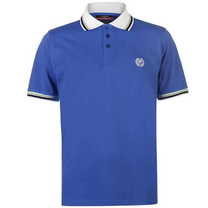 Camisa Polo Pierre Cardin Para Hombres S Azul Blanco Algodón Rayas Manga Corta Nueva con Etiquetas