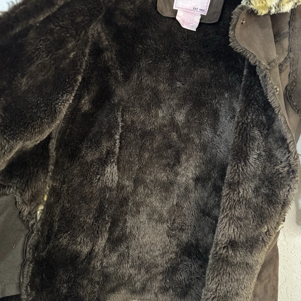 Abrigo Oshkosh Bgosh Niñas 5/6 Imitación Piel Leopardo Marrón Bolsillos con Capucha Foto 3 de 4