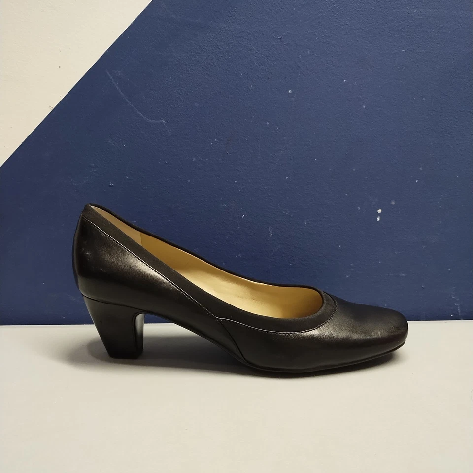 Easy Spirit ESVICKI Tacones Bajos Bloque Mujeres EE. UU. 6M Cuero Negro Puntera Cerrada Sin Cordones Foto 2 de 4