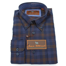 NWT James Tattersall London 100 Woven Cotton Button-Down Collar M-15.5/16