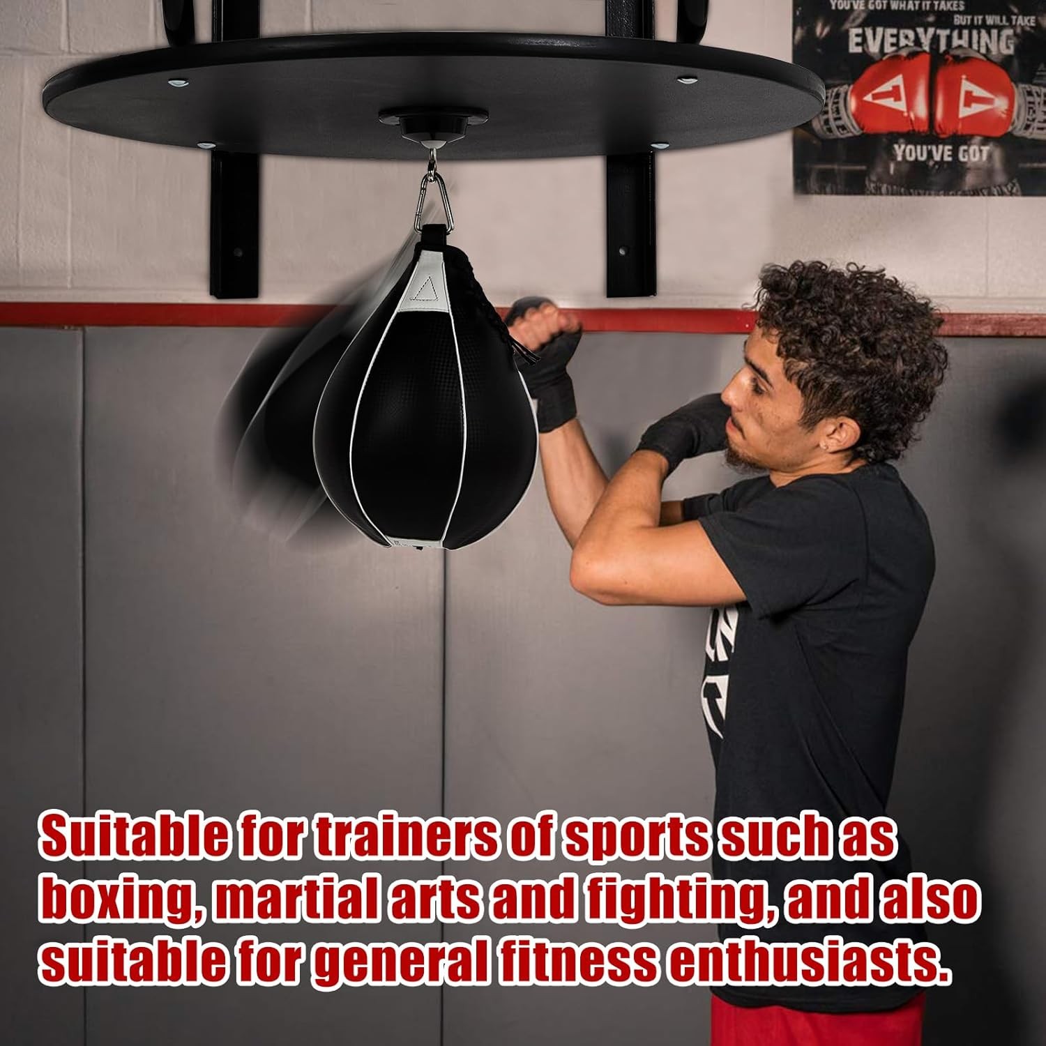 24" Heavy Duty Wall Mount Speed Bag Platform with 180&deg;/360&deg; Swivel for Home Gym