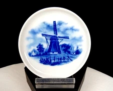 BMF Delft Blauw Porcelain Blue Windmill Vintage 3 1/2" Trinket Dish