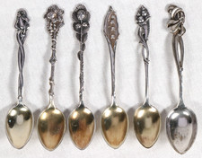 800 Silber Jugendstil 6 Mokkal&ouml;ffel KOCH & BERGFELD Bremen um 1905 Zuckerl&ouml;ffel