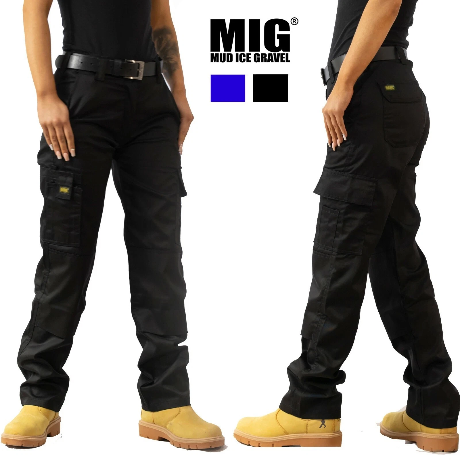 Ladies & Womens MIG Cargo Combat Work Trousers Size 8 to 18 & Knee Pads Pockets