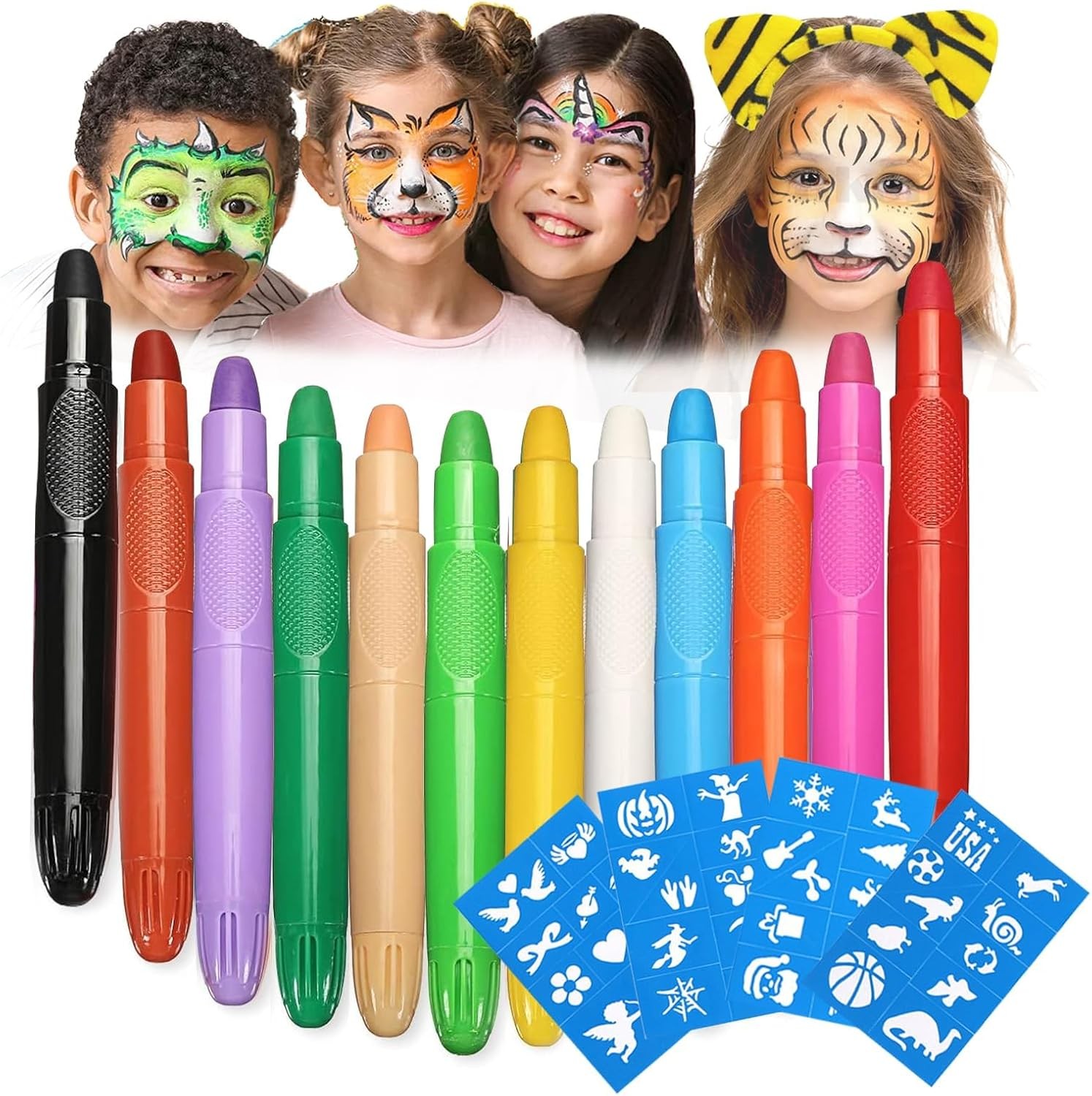 Face Painting Kit, 12 Colors Face Paint, Face Paints for Children Crayons, Non-