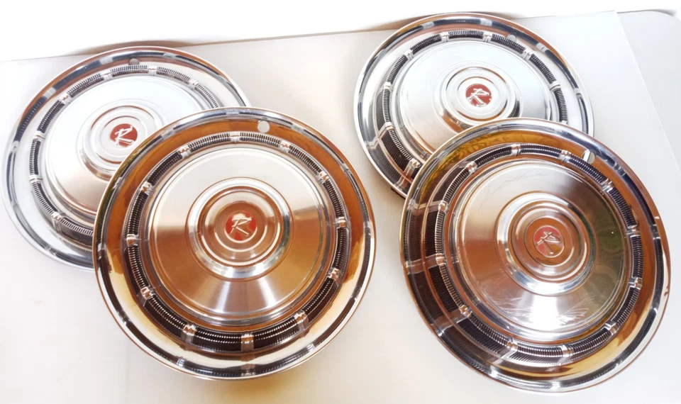 Juego de 4 tapacubos AMC Rambler 1958-1962 acero inoxidable SS 58 59 60 61 62 Foto 2 de 4