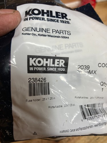 Genuine Kohler 238426 Kit of 3 Fuse Holders .25 in  x 1.25 in marine generators