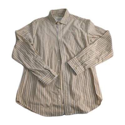 Taylor & Hunt Men s Linen Blend Striped Shirt Relaxed Size M Tan Brown White 