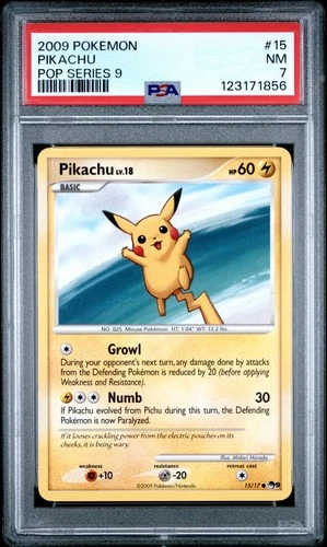 2009 POKEMON POP SER 9 #15 PIKACHU PSA 7