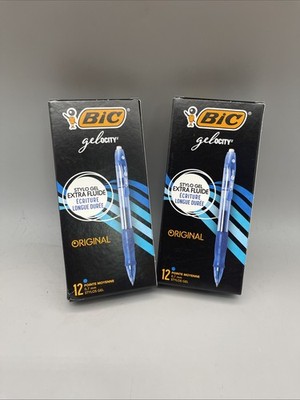 2 Pack x12 BIC Gelocity 0.7mm Blue Gel Ink Medium Point Pens RLC11 New