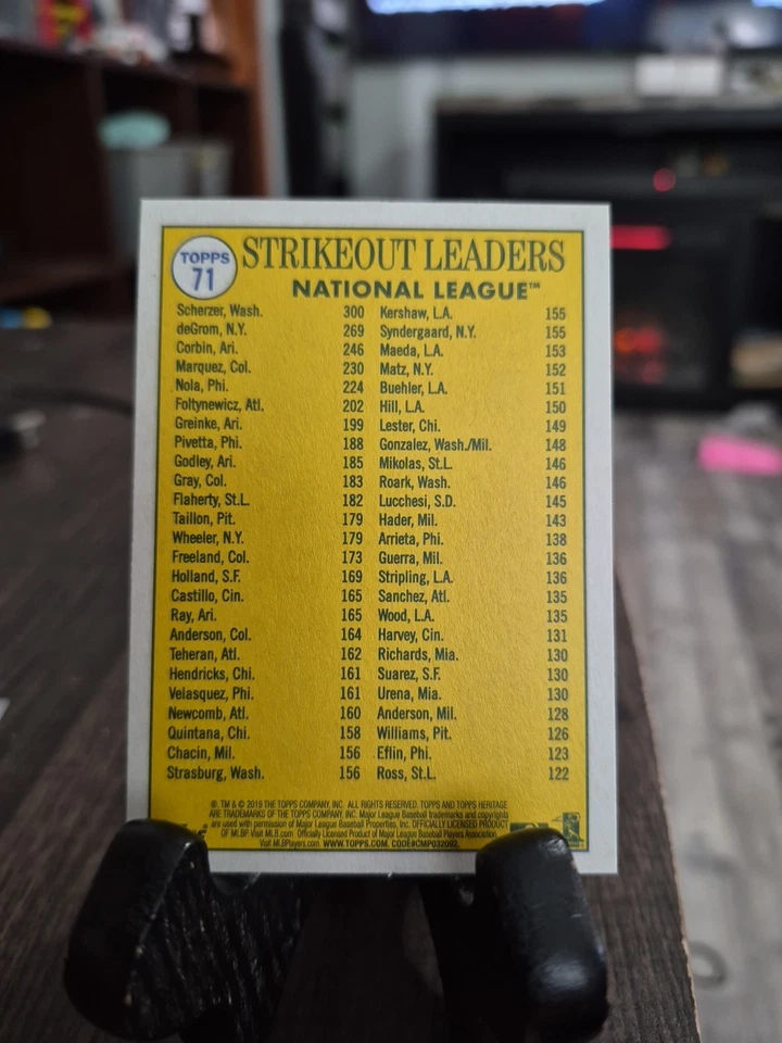 2019  Heritage - League Leaders Max Scherzer, Jacob deGrom, Patrick Corbin #71 - Image 2 of 2