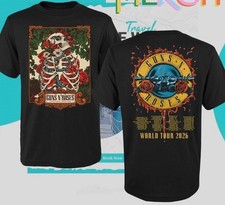 Guns N' Roses World Tour 2026 Skeleton Roses Graphic T-Shirt S-5XL