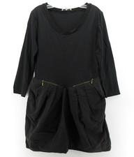 See by Chloe Dress Women 12 Black Mini Pleated Tulip Skirt Scoop Neck Pockets