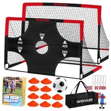 Kids Soccer Goals for Backyard Set of 2, 6x4 ft Portable Toddler Black Red