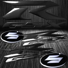 x2 6.25" Black ABS 3D GSXR Logo Sticker+2.5"Suzuki Reflective Logo Faring Emblem