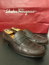Santoni Dress Casual Penny Loafers Shoes Brown Soft Leather Mens SZ 10 $970 MSRP