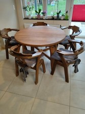 Esstisch 1,2/1,8m, massiv, Eiche, ausziehbar und 4 Stühle,
