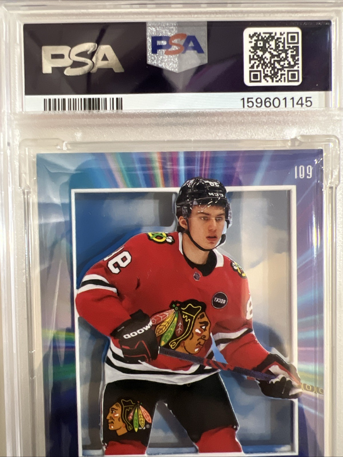 2023-24 Skybox Ex2000 - Connor Bedard #109 White Rainbow Credentials (RC) view 5