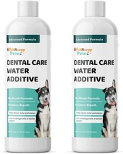 Dental Care Water Additive for Dogs & Cats 2 Pack – No Brush Formula, Oral... 