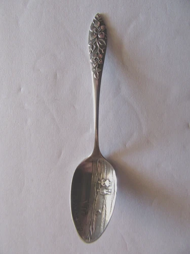 Lunt Floral Handle 3 5/8" Sterling Silver Souvenir Spoon Cape May New Jersey