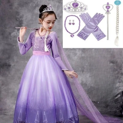 Kinder Mädchen Prinzessin Weihnachten Halloween Geburtstag Party Kleid 7 Zubehör - Bild 1 von 4