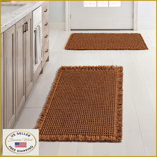 MIULEE 2-Pk Waffle Bathroom Rugs, Boho Bath Mats Non-Slip Washable, Super Absorb