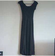 Lush Black Midi Dress Women's Size Small Cross Over Cut Out Back Fit And Flare