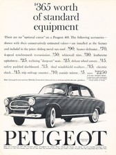 1961 Peugeot 403 - standard equip - Classic Vintage Advertisement Ad A83-B