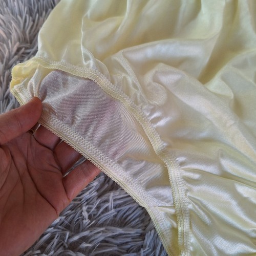 6 Yellow Plus Underwear Granny Panties Woman Light Silky Nylon Soft Waist42"-50" - Picture 5 of 9