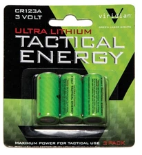 Viridian CR1233 CR123A 3V Lithium Batteries 3 Pack
