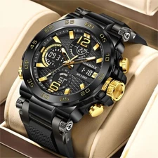 Men's Watch Quartz Luminous Calendar Waterproof 5ATM Diver Sport Wristwatch Gift