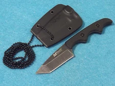 MTech MT673 Tanto Neck Knife Black G-10 handle Stonewash blade 4 7/8" overall 