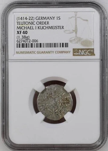 Germany Poland  Schilling 1414  NGC XF 40 Teutonic Order Michael I Kuchmeister