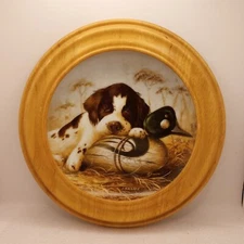 1987 Field Puppies Plate "Dog Tired-The Springer Spaniel" By Lynn Katz w/ Frame