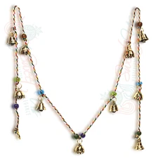 Decorative Beads and Soft Melodic Tiny Vintage Polished Brass Bells on a String