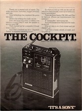 1974 Sony Radio Vintage Print Ad Cockpit Compact Portable Black & White