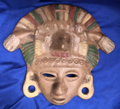 Vintage Decorative Teotihuacan Mesoamerican Ceramic/ Clay Mask Wall Hanging