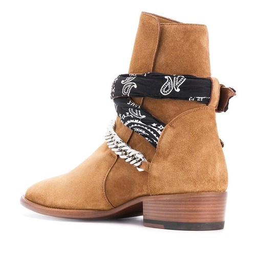 British Men Real Suede Leather Chains Buckles Chelsea Boot Pointy Toe Cuban Heel - Picture 6 of 8