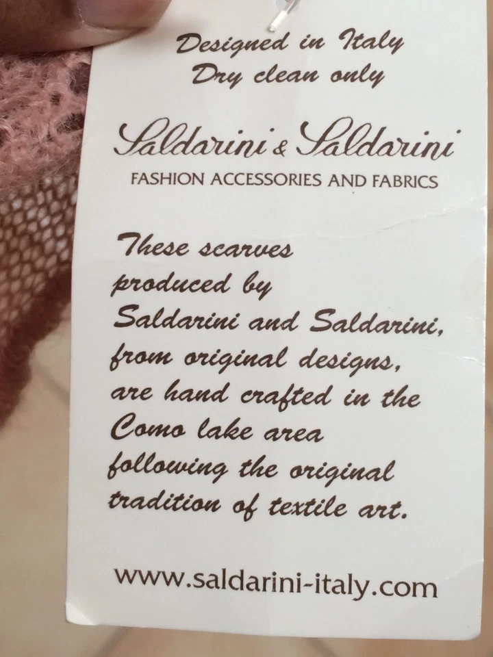 Saldarini Italy Pink Lace Mohair Scarf Shawl Wrap NWT - Image 4 of 4